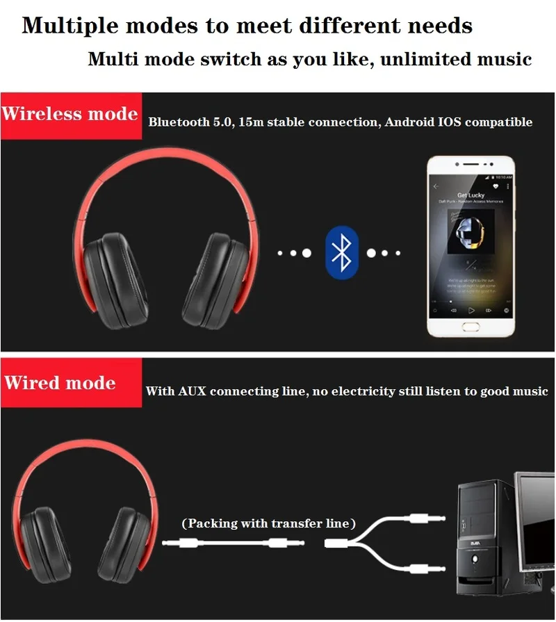 HiFi Subwoofer Bluetooth Wireless Headset Game Sports Running Headphone Computer Phone Answering Phone Calls Bluetooth Earbuds