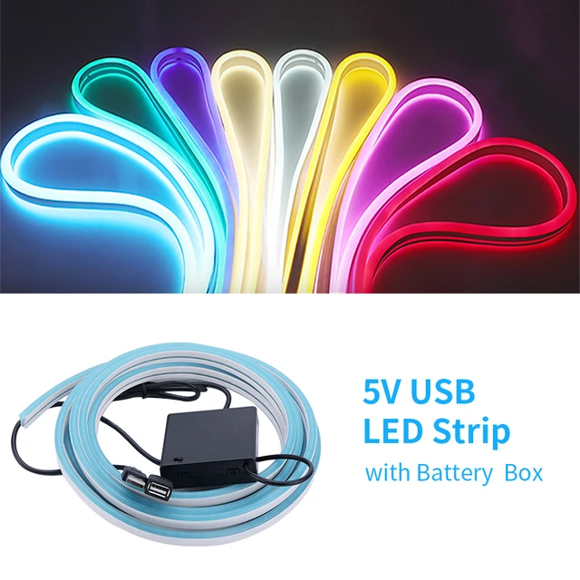 USB LED Streifen Licht mit Batterie Box DC5V Flexible Neon Zeichen