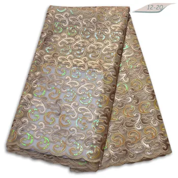 

Sequins Lace Fabric High Quality African French Tulle Lace Fabric Embroidery For Sequins Lace Nigeria Party Dress 02