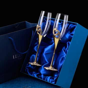 

Heart-shaped Red Wine Glass High Foot Crystal Glass Gold Silver Double Cup Lovers Cup Birthday Gift Wedding Decoration