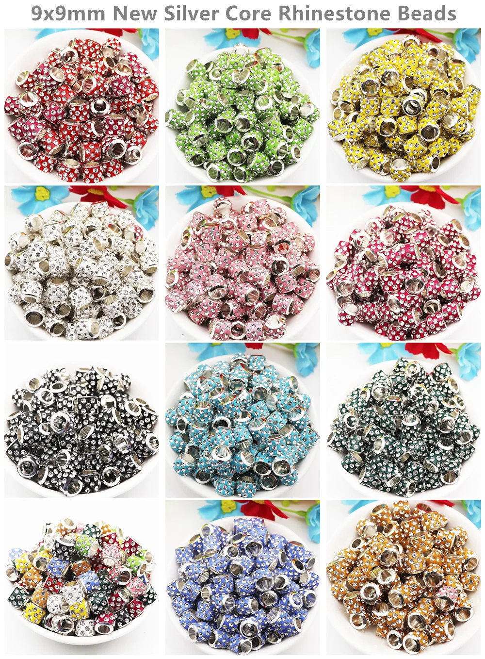 20Pcs New Assorted Color Luxury Rhinestone Large Hole Spacer Fit Pandora Charms Bracelet Hair Beads for Women DIY Jewelry Making 20Pcs New Assorted Color Luxury Rhinestone Large Hole Spacer Fit Pandora Charms Bracelet Hair Beads for Women DIY Jewelry Making