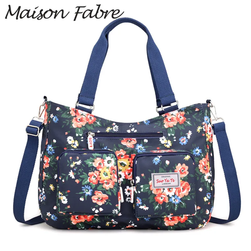 Женская нейлоновая сумка через плечо, сумка для телефона с цветочным принтом, женские сумки на молнии, водонепроницаемая сумка на ремне