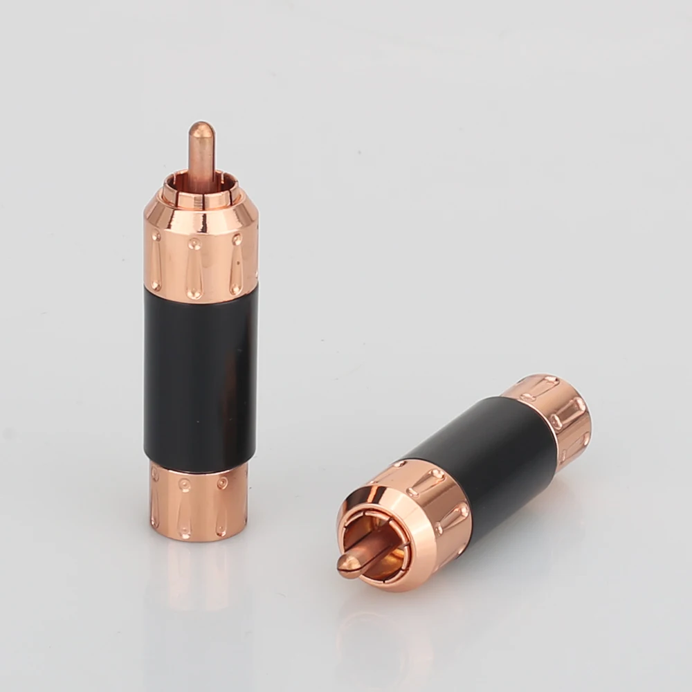

4PCS High Quality Red Copper Plated RCA Audio Plug HIFI Interconnect Cable Male Plug