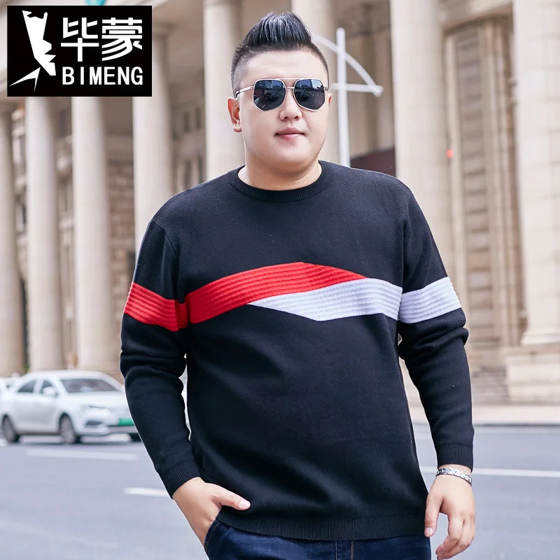 

BIMENG 2019 Autumn And Winter Fashion Crew Neck Sweater Plus-sized Loose-Fit Pullover Casual Sweater Fat Men