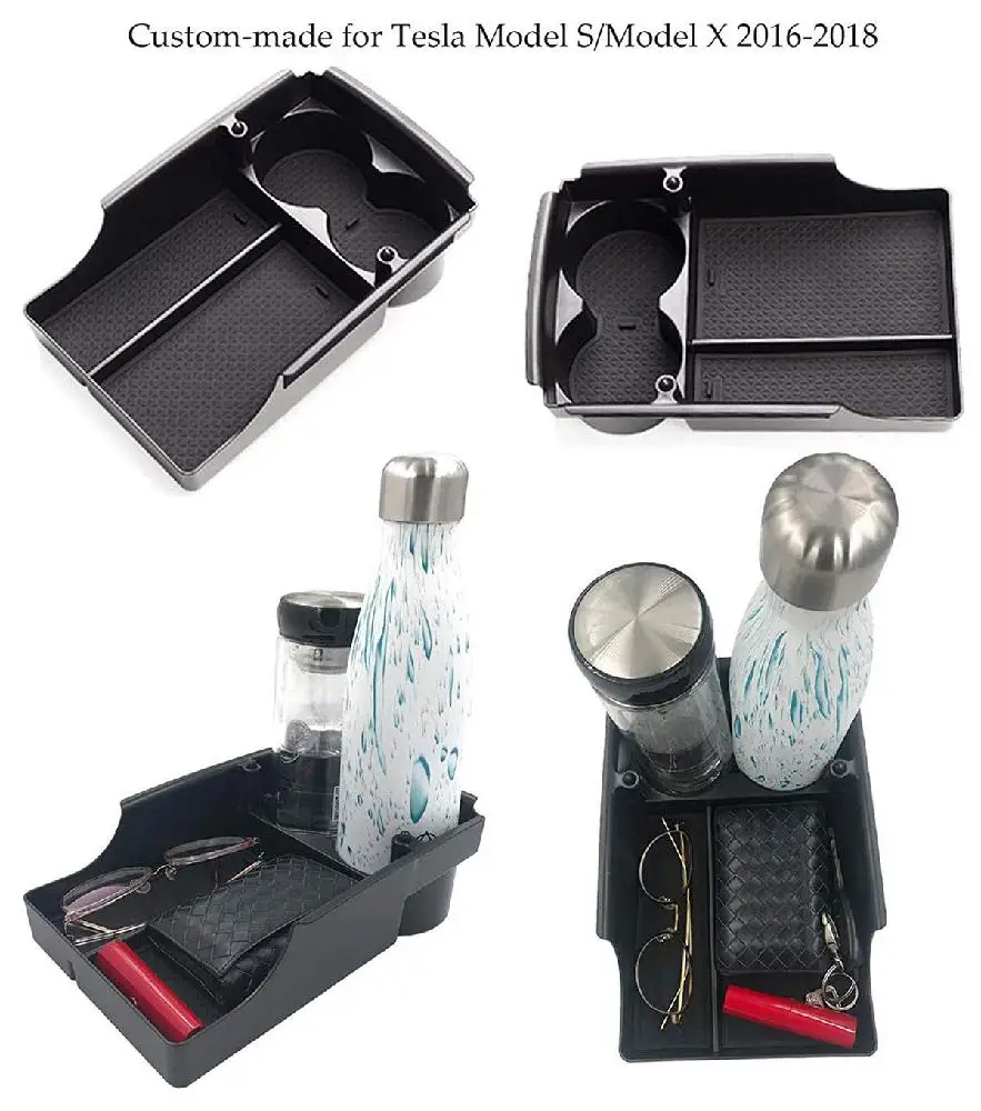 Center Console Organizer Armrest Storage Box with Cup Holder For Tesla Model S/Model X Car internal storage organizador coche
