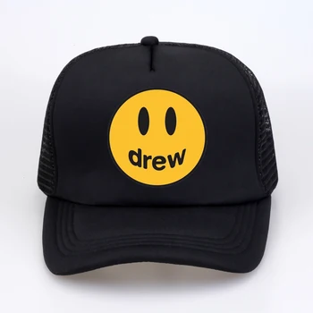 

Fashion brand Men Dad hat Justin Bieber The Drew House Smile Face Print Baseball cap Women Men cool Summer Mesh Trucker hat