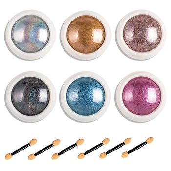 

Nail Powder 6 Colors 0.3G/Jar Holographic Chrome Nail Powder Nail Glitter Rainbow Pigment Premium Salon Grade Rainbow Mirror Eff