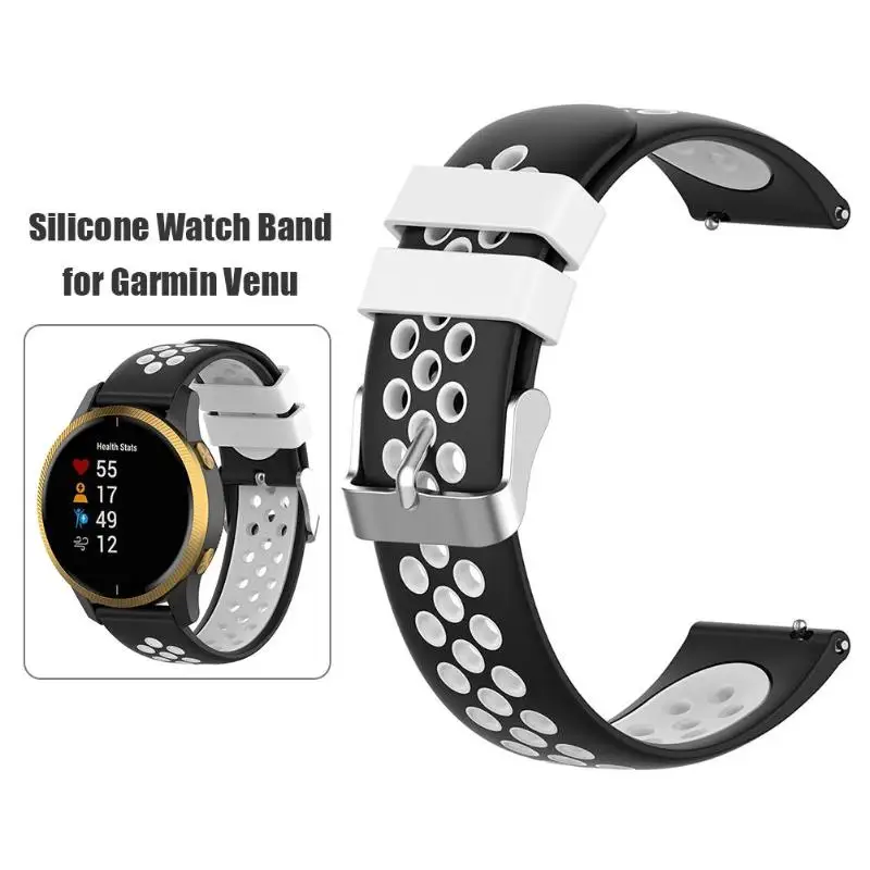 

Watch Band 20mm Silicone Dual Color Simplicity Ventilation Adjustable Durable Buckle Wrist Strap for Garmin 224X20X5mm