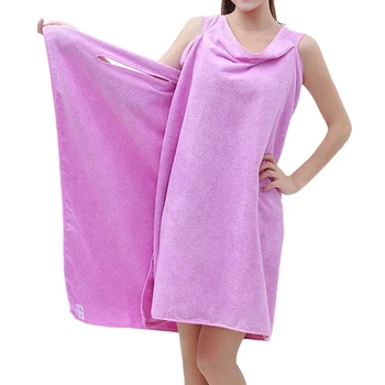 

Women Wearable Bath Towel Beach Wrap Skirt Microfiber Absorbent Bathing Gown LX9C