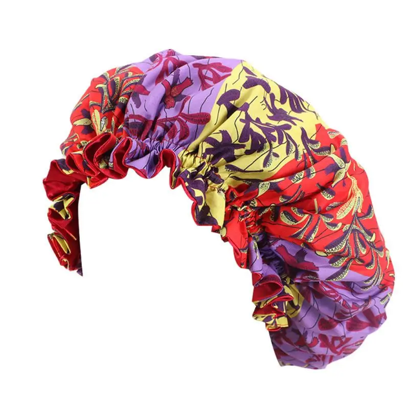 African Print Ankara Bonnet New Fashion Stain Silky Big Bonnet For Kids Children Sleep Cap Headwrap Hat Hair Wrap Access