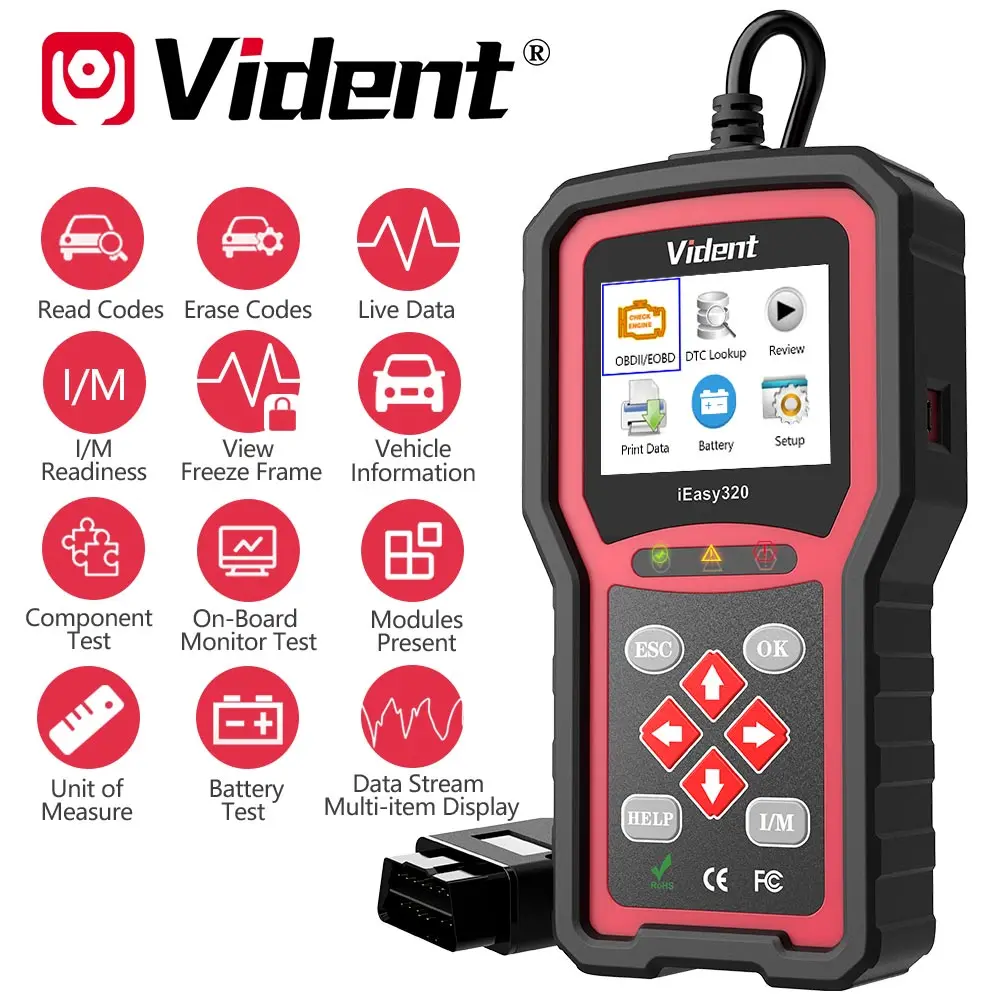 best car battery charger VIDENT iEasy320 OBDII/EOBD+CAN Code Reader Works with Most 1996 and Newer OBDII& CAN Compliant Cars portable car battery charger