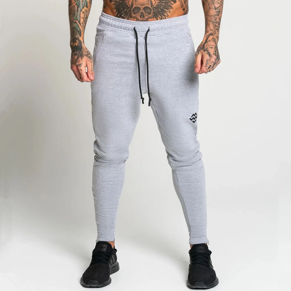 Light gray Спортивные штаны для бега мужские повседневные облегающие брюки тренажерные залы фитнес тренировки Брендовые спортивные штаны осенние мужские хлопковые тренировочные штаны - Цвет: Light gray