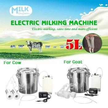 

5L Electric Milking Machine Stainless Steel Cow Sheep Goat Bucket Suction Milker Vacuum Pump Household Milking Machines