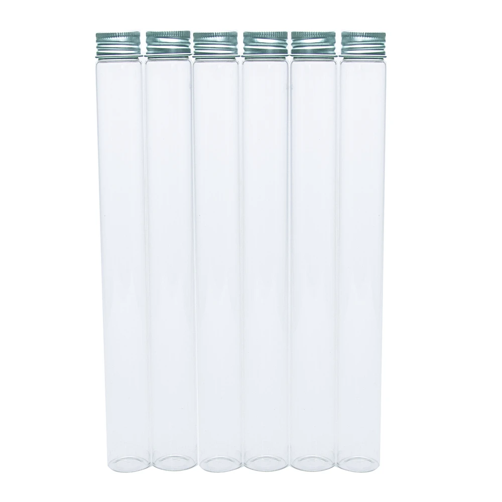 25x230mm Empty Glass Bottles With Screw Aluminum Cap Long Glass glycyrrhiza sweets Honey bottle Vials Stand 90ml Vase Jars 24pcs 5
