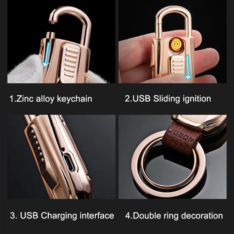 Электрическая зажигалка с гнездом USB портативный мини-брелок зажигалки перезаряжаемая ветрозащитная проволочная катушка может меняться 10 шт./партия