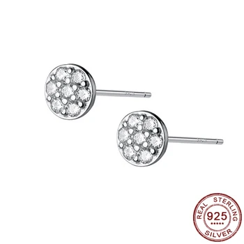 

2020 New Shiny Inlaid Zircon Stud Ear Jewelry Pure Silver Small Earrings for Ladies Fashion 925 Wedding Banquet Gift