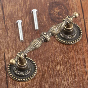 Antique Bronze Handle Vintage Pull Brass Knob 8624mm Europe style Lace Cabinet Drawer Kitchen Decor Furniture Hardware wscrew