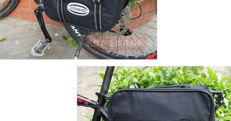 Unisex Reflective Triangular Design Delivery Bicycle Pannier Rear Frame Bag