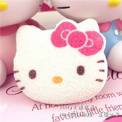 White Head Kitty Мультфильм hello kitty для купания, очищающая хлопковая губка, для мытья лица, хлопок, абсорбент, милая щетка для ванны душа, очищающие перчатки - Цвет: White Head Kitty