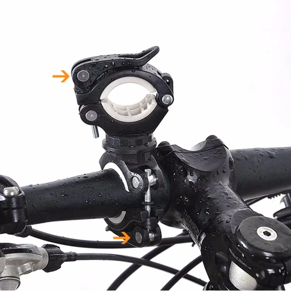 360 Degree Rotation Bicycle Seatposts Clamps Double LED Light Holder Front Flashlight Pump Handlebar Bike Accessory