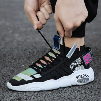 

Spring Mesh Casual Chunky Sneakers Lac-up Men Shoes Lightweight Breathable Walking Sneakers Tenis Feminino Zapatillas Hombre W06