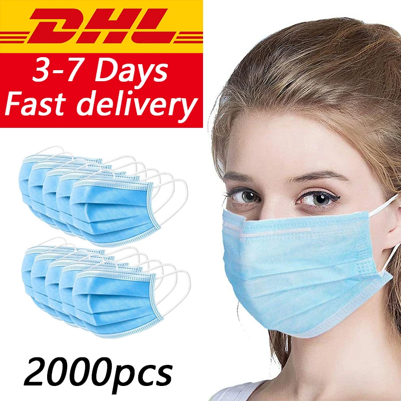 

DHL Shipping Disposable mask 3-Layer Non-woven Disposable Elastic Mouth Soft Breathable Flu Hygiene Face Mask as KN95 KF94