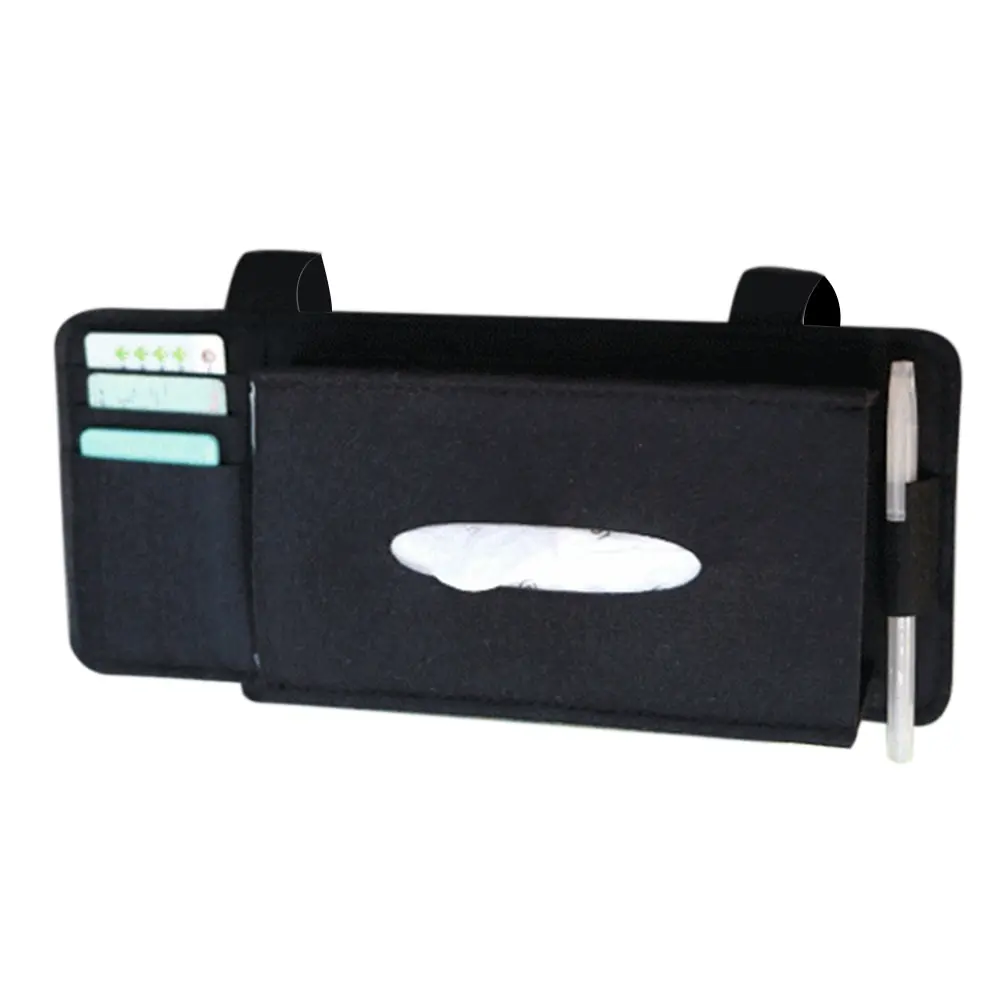 Car Styling Case Sun Visor Type Wool Felt Hanging Tissue Box Car Napkin Holder Pocket Organizer Pouch Card Storage