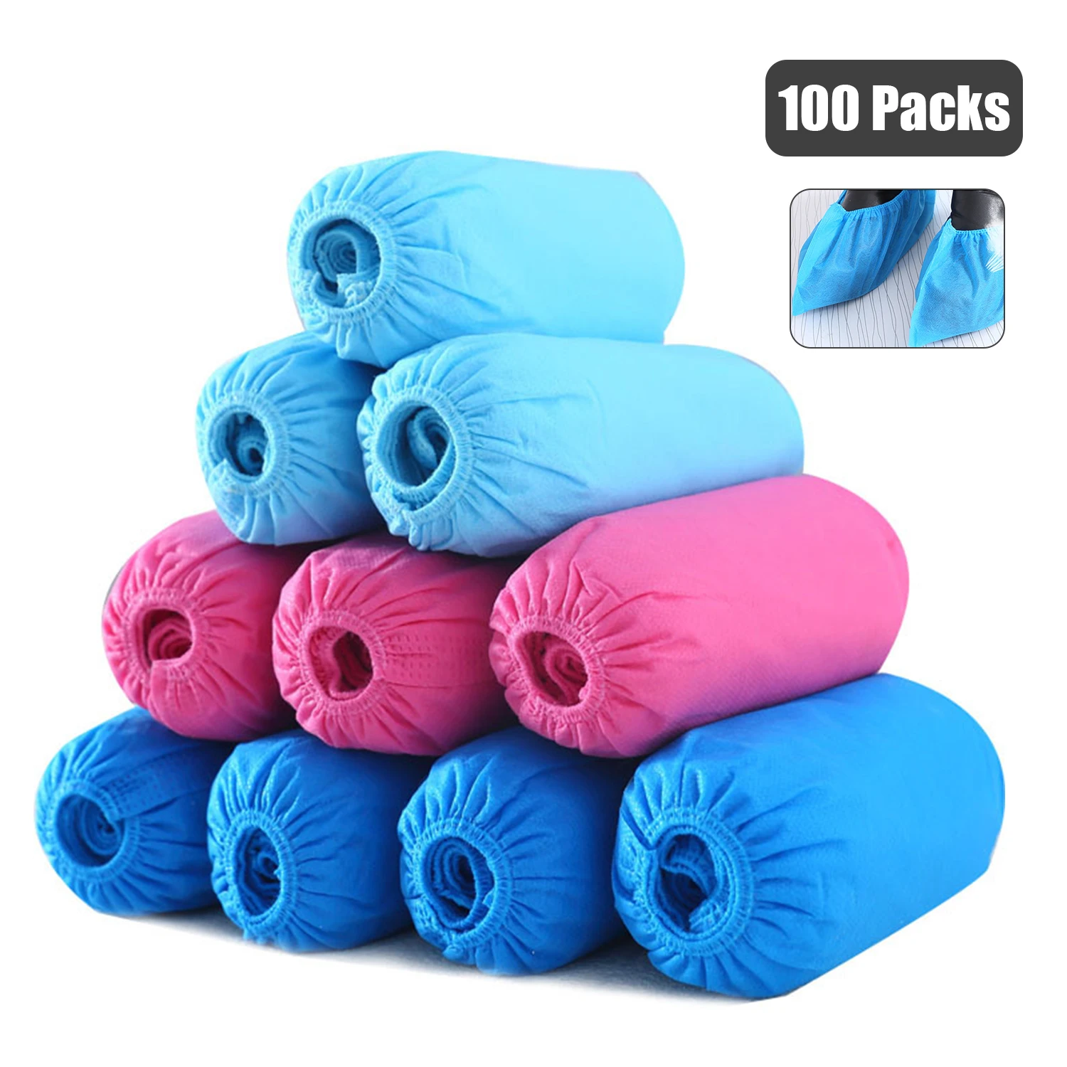 

100 Pack(50 Pairs) Disposable Shoe Covers Hygienic Non-woven Fabric Boot Covers Waterproof Slip Resistant Shoe Covers