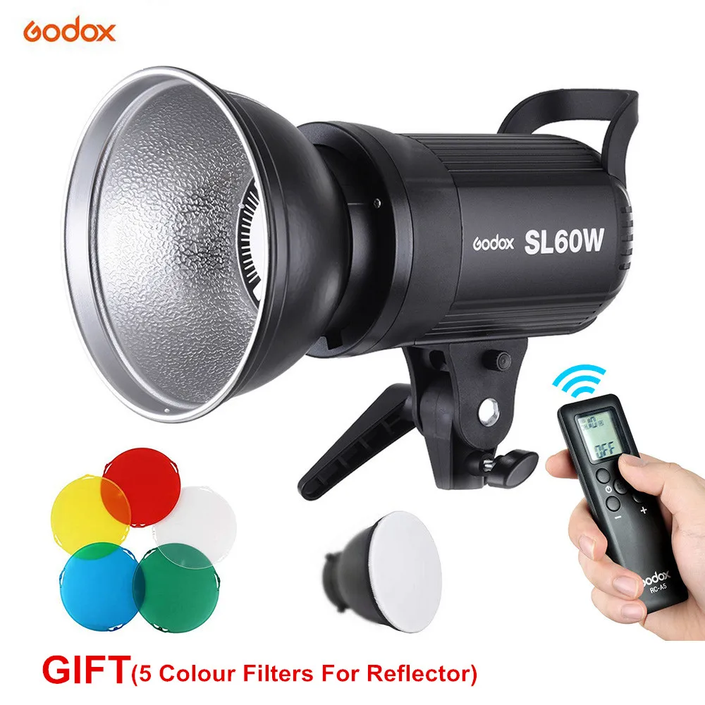 

Godox SL60W LED White Version Video Light Bowens Mount Continuous Light With Fiver Color Filters For Studio Video Recording