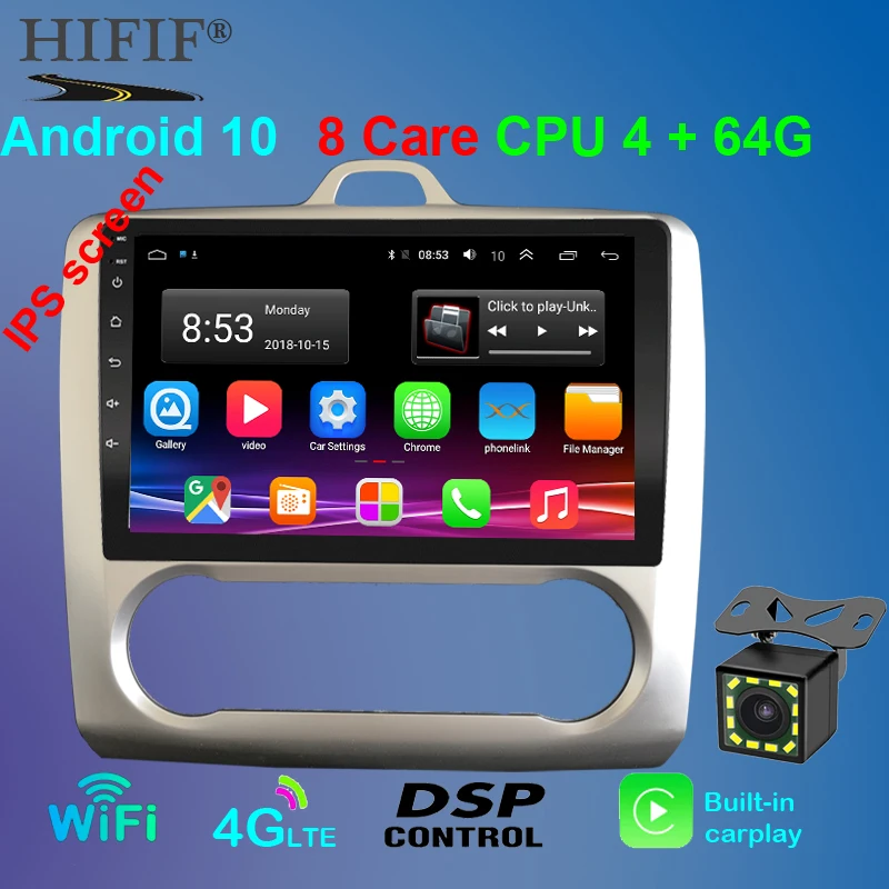 9inch Android 10 Car Radio Dvd Player Carplay For ford focus EXI MT 2 3 Mk2 2004 2005 2006 2007 -2011 2Din GPS Multimedia Player