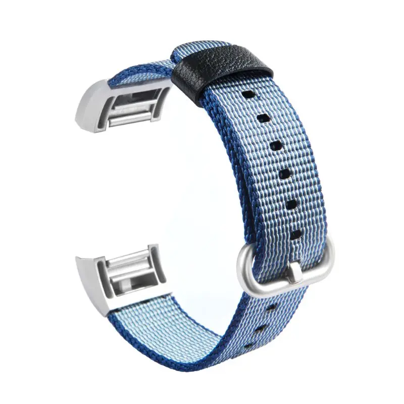 Синий Модные яркие часы с нейлоновым браслетом ремни для Fitbit Charge 2 HR ремешок полосы металлический разъем для Fitbit Charge2 огнеупорные часы ремешок новейший - Цвет: Синий