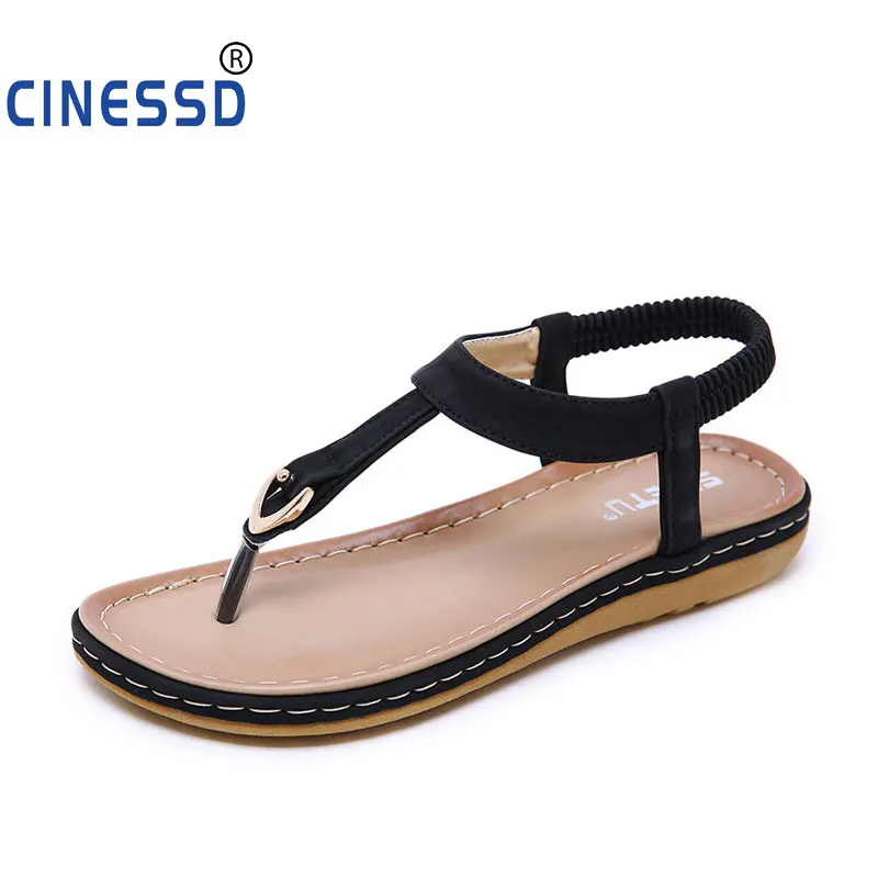 

CINESDD 2020 Size 35-42 Summer Women Flat Beach Sandals Bohemia Sweet Sandals Clip Toe Flip Flops Woman zapatos mujer Shoes