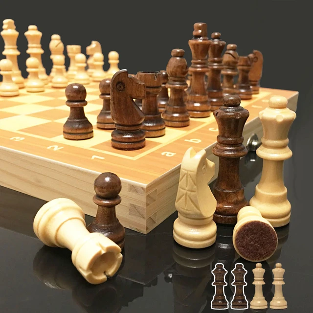 APEQi® Royal Chess Game Wood High Quality Solid Wood 34.5 x 34.5 cm from  the EU, Gift Idea Elegant Chess Board Wood High Quality Folding Chess Box