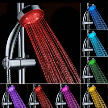 

LED Light Shower Head Colorful Automatic Discoloration Round Temperature Control Shower Head Bathroom