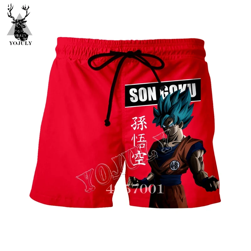 YOJULY новые летние Для мужчин Dragon Ball Z Сон Гоку 3D аниме принтом Шорты унисекс Повседневное пляжные шорты для серфинга шорты, короткие брюки Прямая DK20