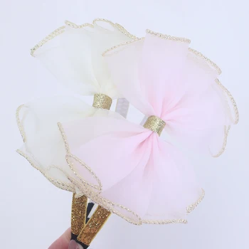 

New ABS Headbands 1CM Wide Gauze Girls Hairbands Kids Gold Line Hair Ribbon Bows Hair Bands Party Step Teeth Hair Accessories