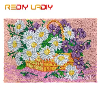 

Latch Hook Rug Basket of Daisy Chunky Yarn Tapestry Kits DIY Carpet Rug Knitted Floor Mat Crochet Cushion Arts & Crafts 85*58cm
