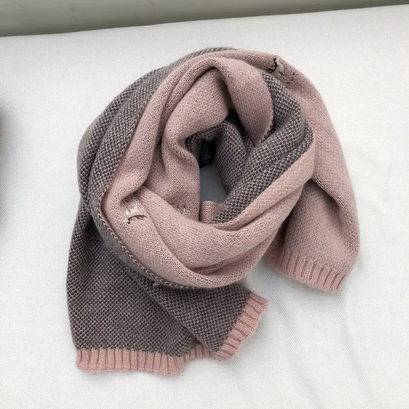 [EAM] Women Multicolor Long Red Pattern Knitting Keep Warm Scarf New Long Personality Fashion Tide Autumn Winter 1H288 - Цвет: pink color