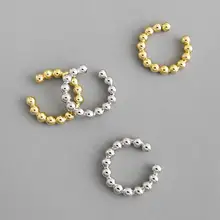 925 пробы серебряные женские клипсы геометрические бисерные клипсы женские золотые серьги-каффы серьги клипсы ювелирные изделия