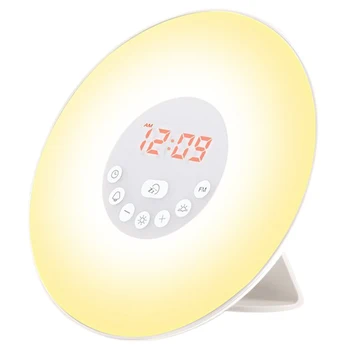 

Wake Up Light, Alarm Clock Sunrise Simulation Snooze Radio Clock Bedside Night Light FM Radio, Touch-Control