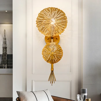 

New Creative Modern Iron Hollow Nordic Wall Light Gold Living Room Aisle Corridor Bedroom Stairs Wall Lamp Lotus Leaf Wall Lamps