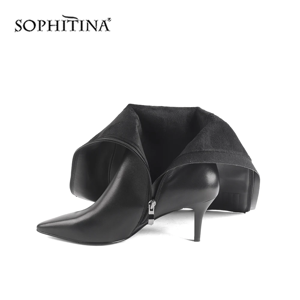 SOPHITINA ботинки на тонком каблуке пикантные модные туфли из высококачественной натуральной кожи на молнии с острым носком новые женские ботинки ручной работы; C512