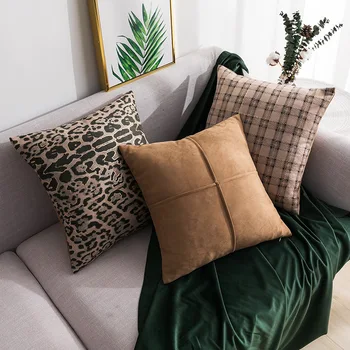 

45*45cm 3D Suede Cushion Cover Soft Sofa Pillow Covers Decorative Home Decor Pillow Pillowcase Leopard Stripe Brown Case Print