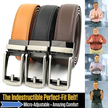 

Leather Ratchet Belt No Holes Multipurpose Jeans Pants Fashion Belt for Men Women Business Daily Gift hh88
