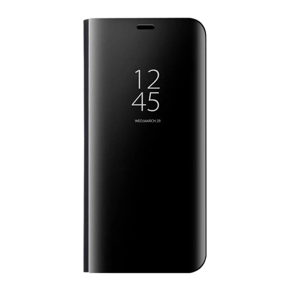 Black Умный флип-чехол с подставкой для samsung S10e S10 5G S10 Plus S8 S9 360 противоударный кожаный зеркальный чехол для телефона Note8 Note9 Capa - Цвет: Black