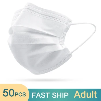

10/50PCS Disposable Masks White 3 Layers Anti-Dust Dustproof Earloop Face Mouth Masks Facial Protective Cover Mask