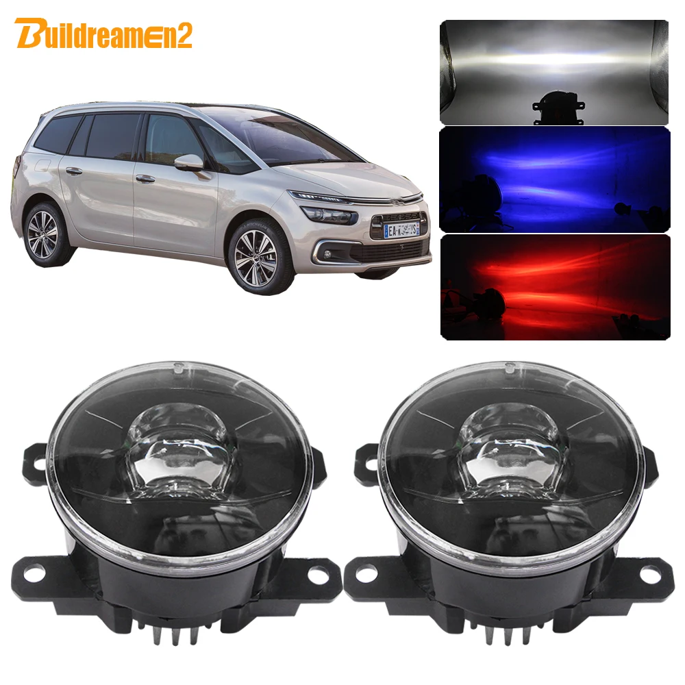 Buildreamen2 Car Styling H11 LED Lens Fog Light With Devil Eye DRL Adjustable Beam 12V For Citroen C4 2004-2013 | Автомобили и