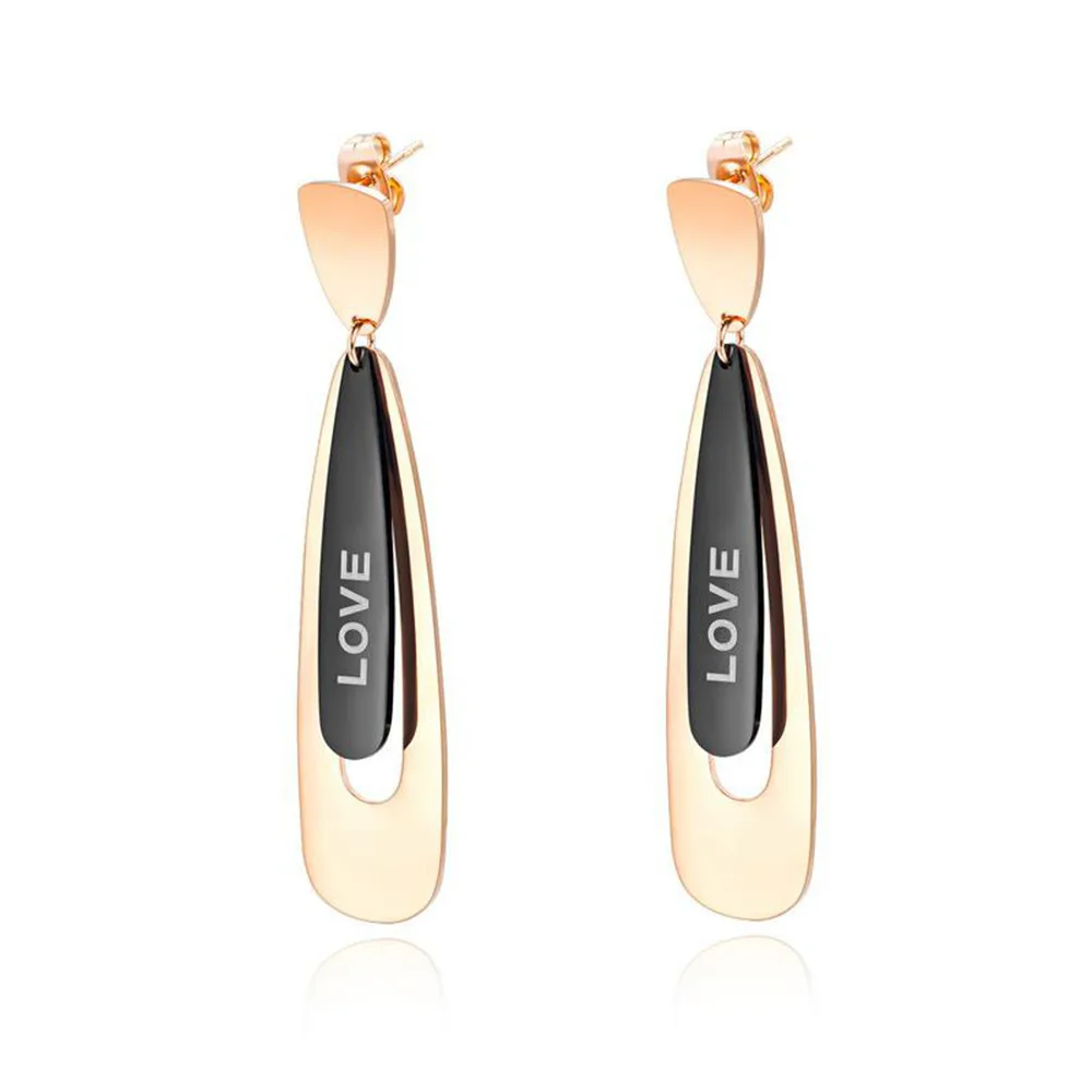 

Fashion Rose Gold Drip Stud Earrings Female Jewelry Woman Accesories Love Stainless Steel Earrings For Women Gifts