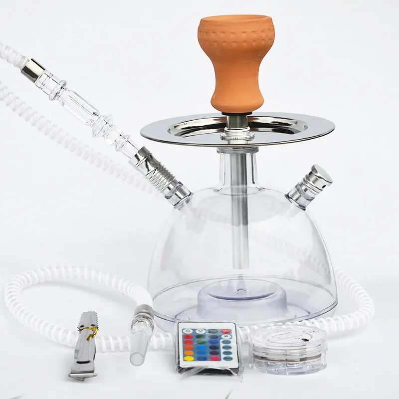 

Acrylic Shisha Hookah Set with Led Light Narghile Shisha with Ceramic Hookah Bowl,Metal Charcoal Tongs Shisha Hose Water Smoking