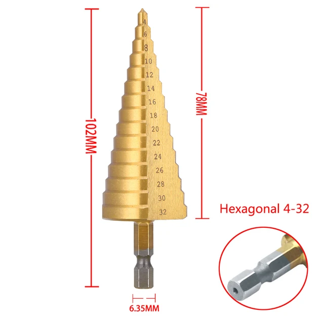 4-32 mm 4-20 mm HSS Titanium Coated Step Drill Bit High Speed Steel Metal Wood Hole Cutter Cone Drilling Tool - Image 2